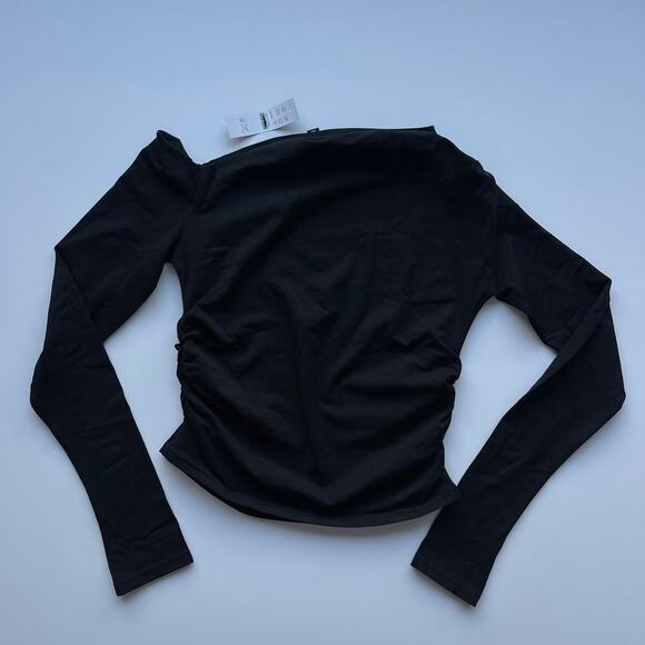 J.Crew Asymmetrical Off The Shoulder Top Stretch Cotton Black Size Small NWT - Picture 5 of 5